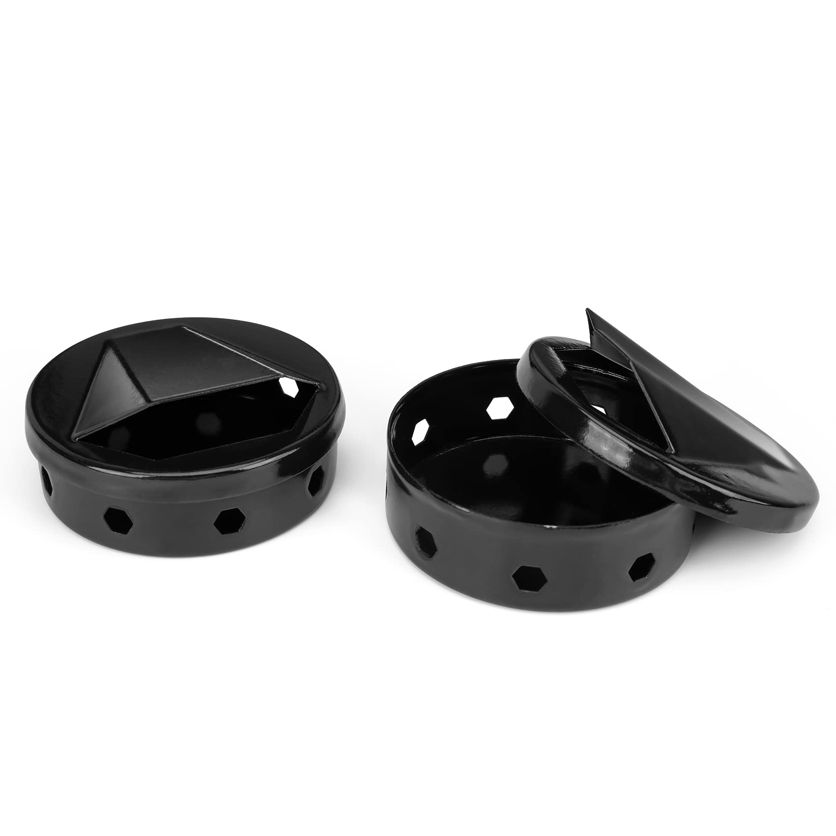 Onlyfire Wood Chip Smoker Box, 2 Pcs BBQ Smoker Box with Lid for Charcoal & Propane Gas Grill, Black