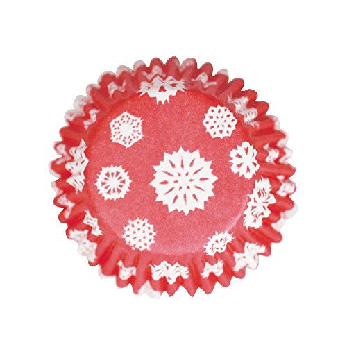 Red Snowflake Printed Baking Cases - 54 per pack