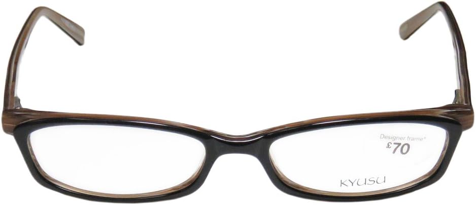 Kyusu 0916 Womens/Ladies Designer Full-rim Spring Hinges Durable Classy With Signature Logo Eyeglasses/Eye Glasses (52-17-140, Black/Horn)