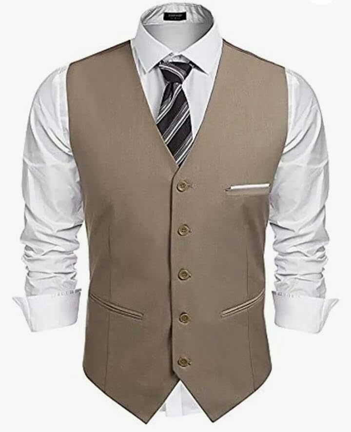 Image of Men's Business Suit Vest Slim Fit Dress Vest Wedding Waistcoat