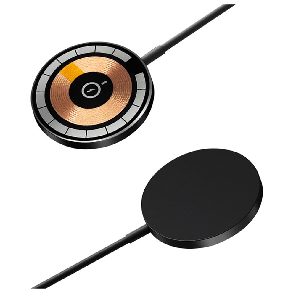 GADGET GEAR Magnetic Wireless Charger | 15W Fast Charging Circular Pad | Fast iPhone Magsafe Charger Compatible with iPhone Series (Black)