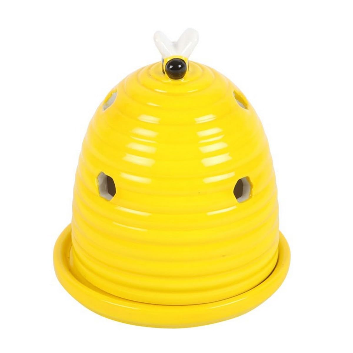 Sunny Yellow Bee Hive Design Ceramic Boxed Incense Cone Burner  Holder