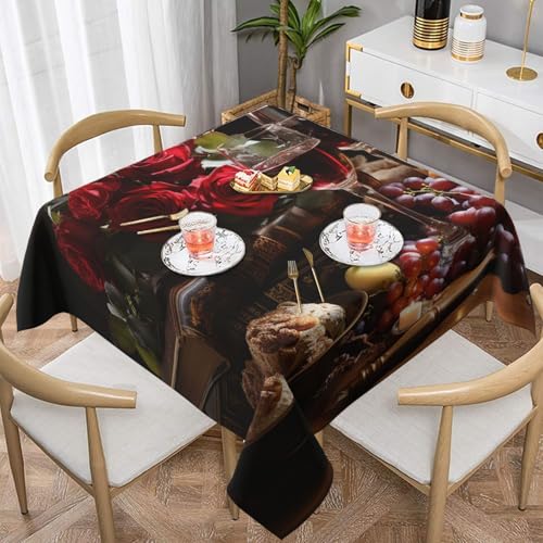 Nappe imperméable infroissable lavable pour table carrée de fête