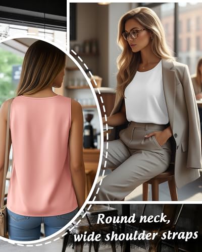 Image of 4 Pack Women's Lightweight Satin Tank Tops Silk Camisole Soft Sleeveless Layering Cami Scoop Neck Undershirt