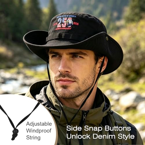 Image of Bucket Hat Wide Brim UV Protection Sun Hat Boonie Hats Fishing Hiking Safari Outdoor Hats for Men and Women