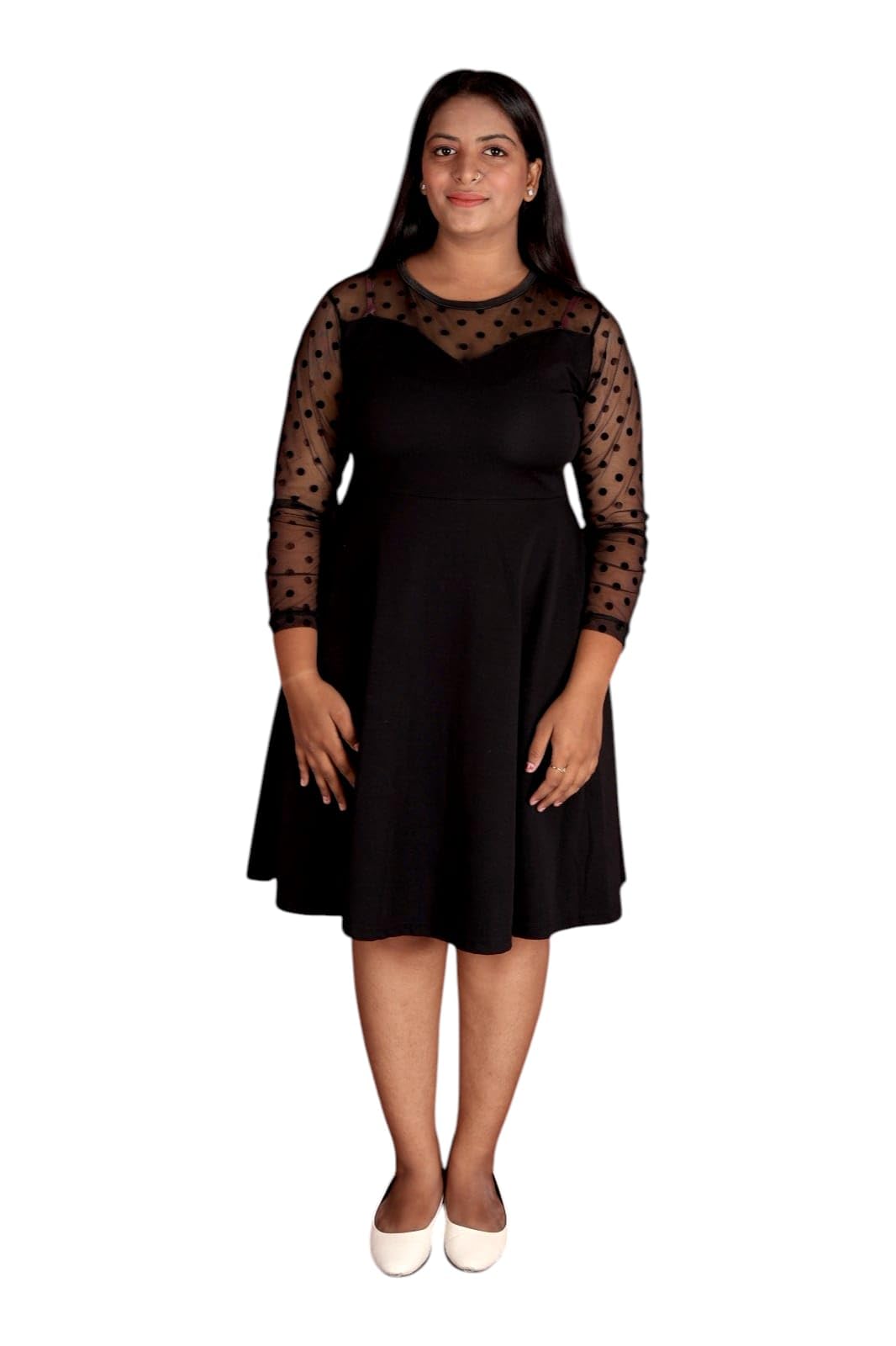 buy Black Sleeveless Dress with Lace Detailing-image-5