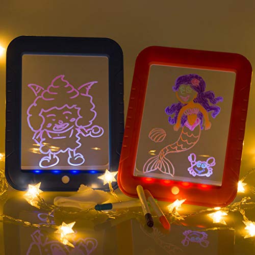 Magic pad Lousa Magica 8 Led Tablet Infantil 3 Canetinha Que Apaga