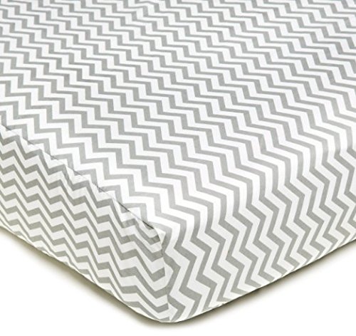 Miniatura 3 de TL Care - Sábana bajera ajustable para cuna, 100 % algodón natural, para colchones estándar de cuna y niños pequeños, color gris zigzag, 28 x 52