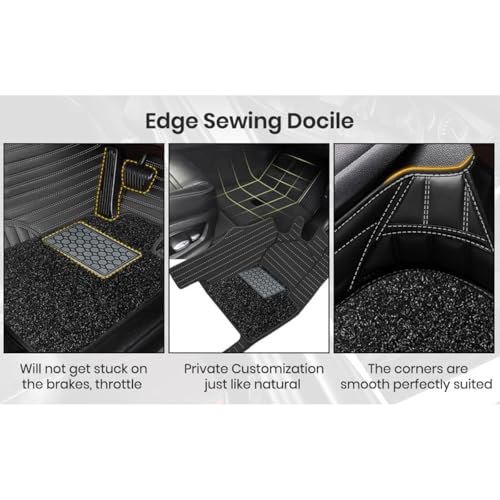 Image of Antiskid Premium 9D Car Mat Full Set for Vinfast VF 7 2026 | Luxury Leather Dual-Stitch Full Set 9D Car Floor Mat || 100% Waterproof ||Color: Black Silver