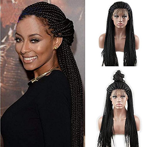 eseewigs trenzado de pelo natural libre parte sintético de alta calidad color negro para las mujeres