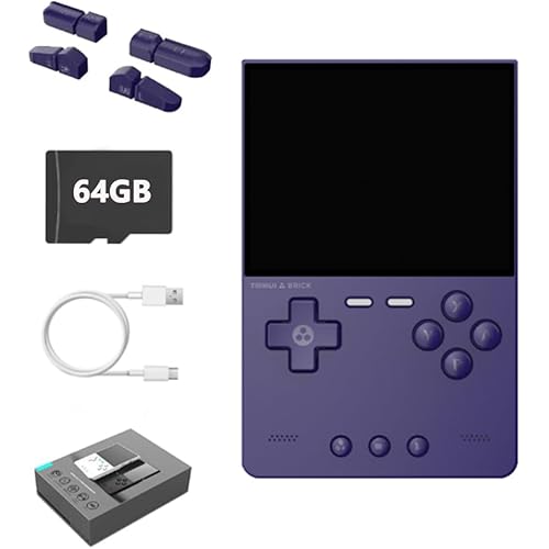 Trimui Brick Portable Retro Game Console 3.2 Inch IPS 1024x768 Screen, Built in 64GB Linux System Card 3000mAh Long-Life Rechargable Battery Retro Handheld (Purple 64GB)