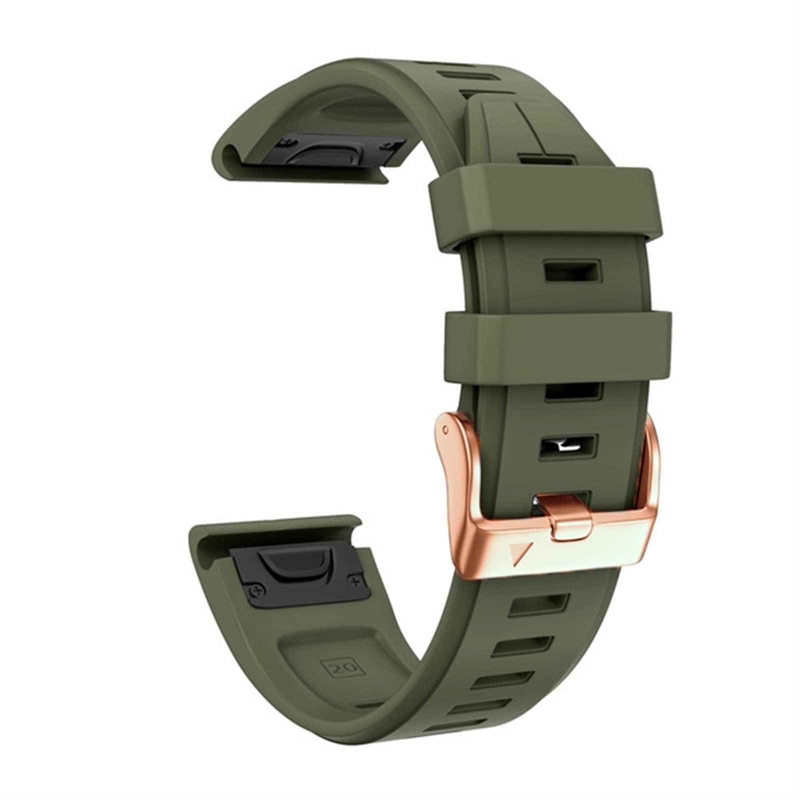 CZKE For Garmin Fenix 6S 5S Watchband 20mm Bracelet For Fenix 6s Pro 5s Plus Rose gold buckle Silicone Quick Replacement Wrist Straps (Color : Army Green, Size : 20mm)