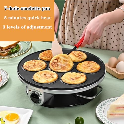 Poêle à omelette anti-adhésive 7 trous pour cuisson rapide de pancakes sans matière grasse - 3