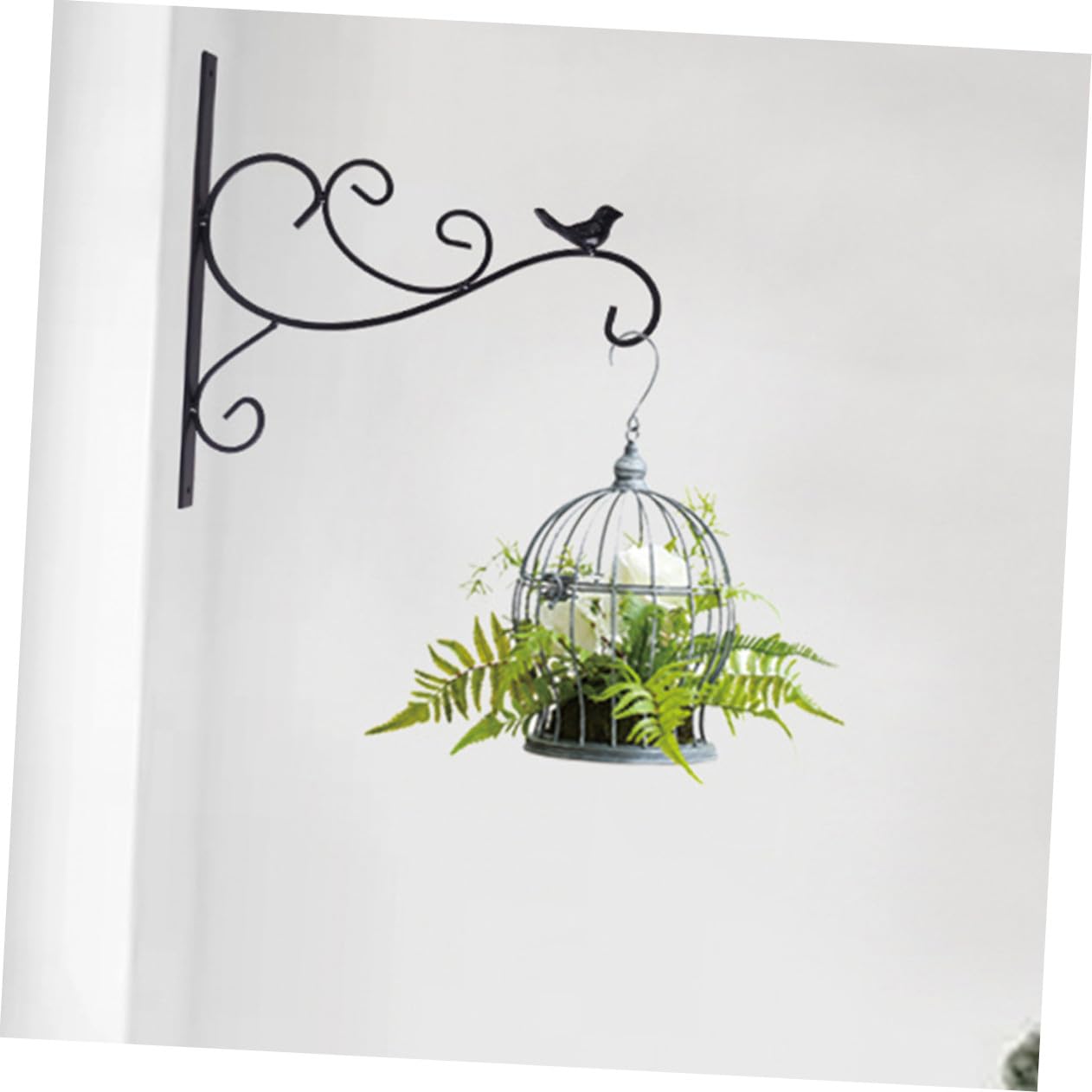 Crochet Mural pour Jardinière Suspendue Noir Fer, Lot de 2 Set de Set