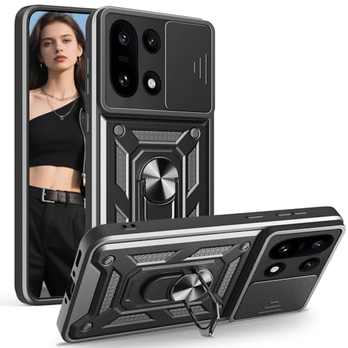 Ysnzaq OnePlus 15�p�P�[�X ���C�L�b�N�X�^���h�t�� ���ϋv �~���^���[�O���[�h �ϏՌ��ی�P�[�X �X���C�h�J���������Y�v���e�N�^�[�t�� OnePlus 15 5G SJ�p �u���b�N