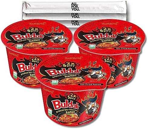 Buldax Amazon.com: Buldak Ramen Noodles - 2X Spicy Flavor - Big Bowl 3 Pack ...