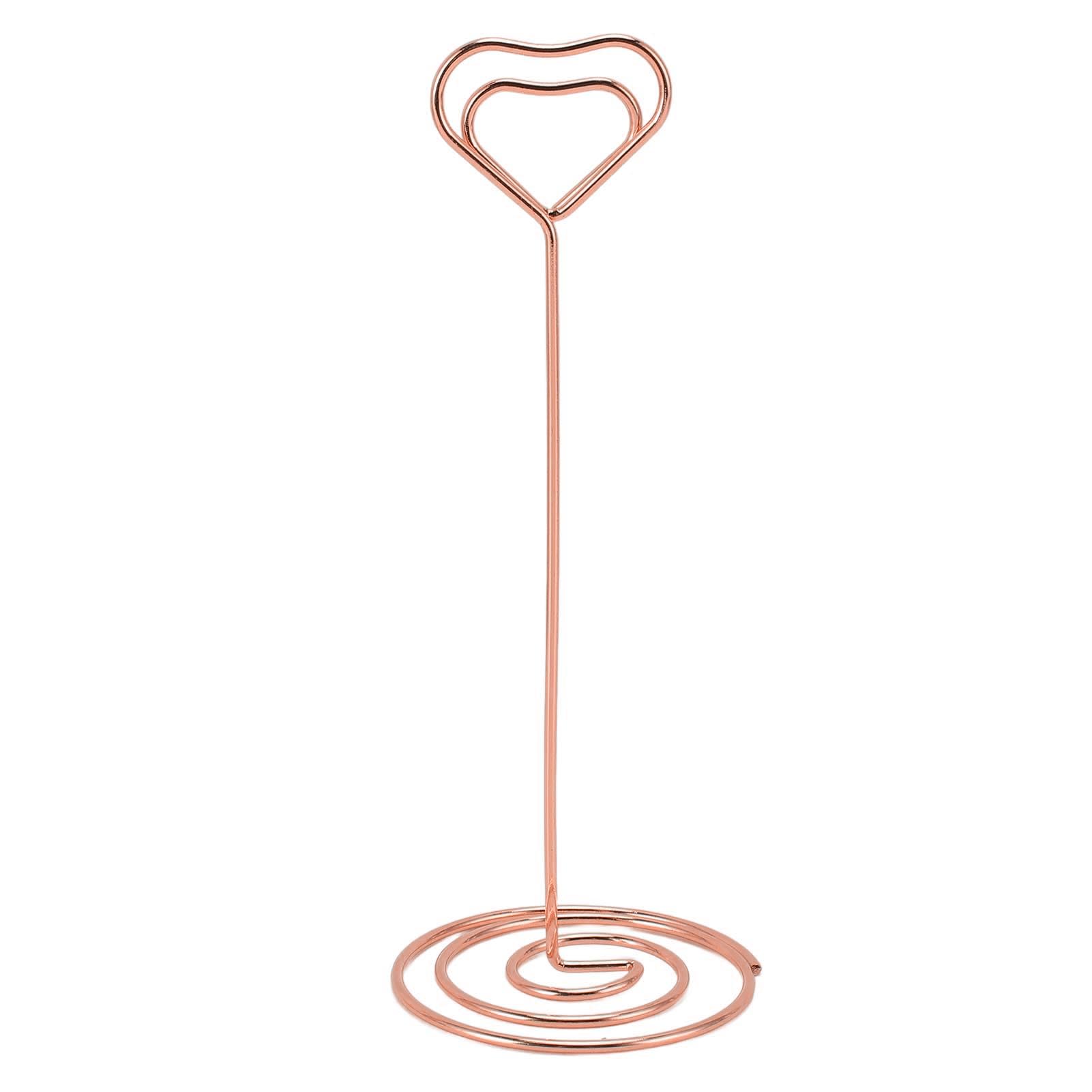 Porta segnaposto da tavolo da 20 pezzi, porta segnaposto a forma di cuore da 15 cm, supporto per foto con clip per promemoria (Oro rosa)