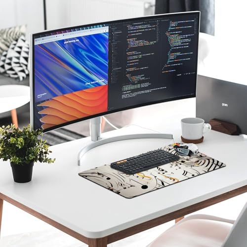 Mouse Pad grande con estampado notas musicales y base antideslizante miniatura 6
