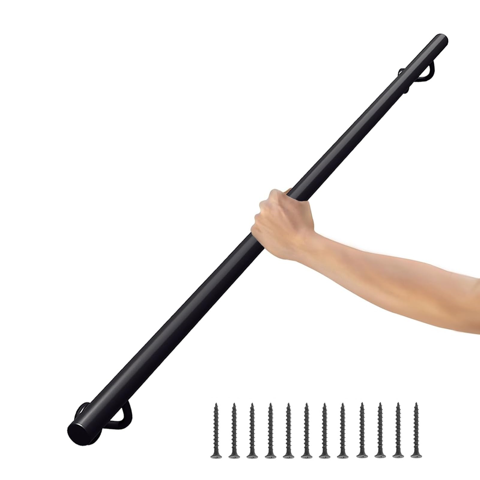 GLDYTVF Wall-Mounted Stair Handrail, Staircases Railing Handrails for Home Garden Lofts Corridor Non-Slip Support, Black Metal Wrought Iron Banister Rail Kit(14ft/420cm)