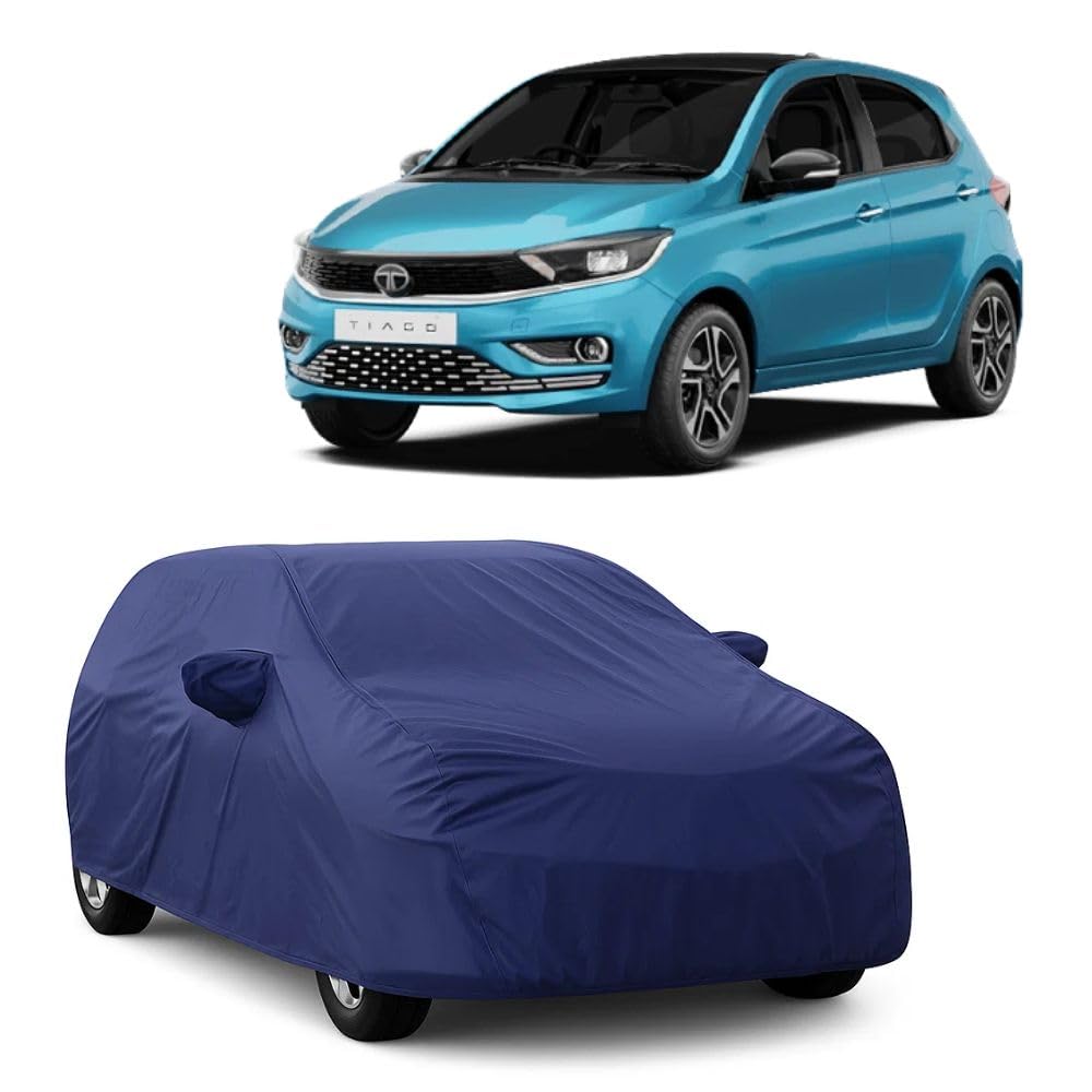 Waterproof Car Cover for Tata Tiago | Dust Proof, UV Protection, Scratch Proof Fabric | Comes with Mirror Pockets | Triple Stitching | Includes Elastic Grip (Navy Blue) discount deal