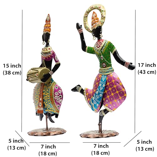 Image of KRAFTSKALA Exquisite Handcrafted Antique Dancer Figurines - Traditional Indian Folk Dance Showpieces for Elegant Home Decor and Cultural Gifts (Bharatnatyam)
