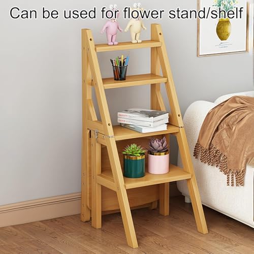 Taburete multifuncional de madera resistente con diseño plegable portátil para hogar 7