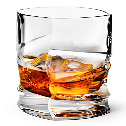 Savoy Whiskey Glass Set of 2 in Leather Gift Box Scotch, Brandy, Liquor Tumbler