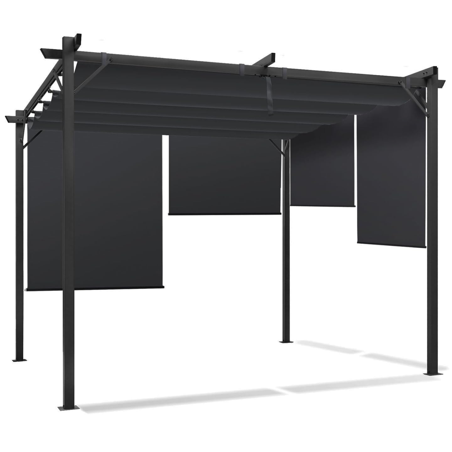 IDMarket - Pergola édition spéciale Toit rétractable 3x3 M et 4 Stores Gris Anthracite