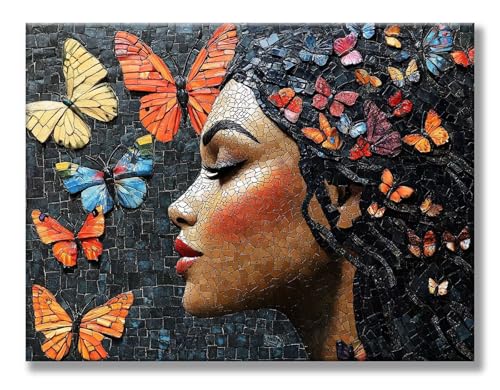 Pintar por Numeros Adultos Mariposa Mujer, Cuadros para Pintar por Numeros, Manualidades Pintura Acrilica kit Niños, Kit Pintura al óleo de Lienzo DIY, Decoración Hogar 60x80cm (Sin Marco) w0d-1