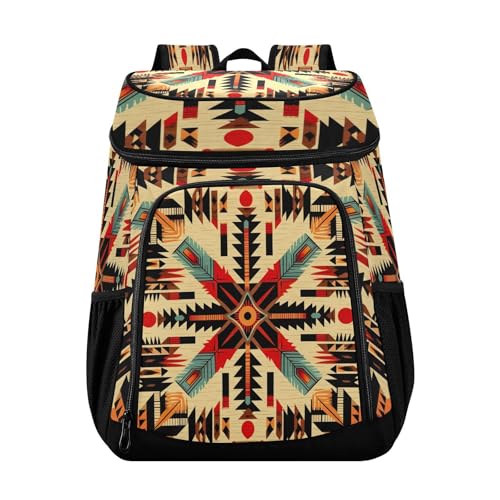 Cgiub Mochila térmica india con aislamiento navajo para hombres y mujeres, 36 latas, impermeable, a prueba de fugas, bolsa térmica para almuerzo, playa, picnic, camping