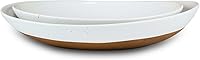 Mora Ceramic Oval Serving Bowls Set of 2 - Large 55/35 oz Platters for Salad, Fruit, Dinner | Scratch-Resistant, Oven & Dishwasher Safe, Vanilla White