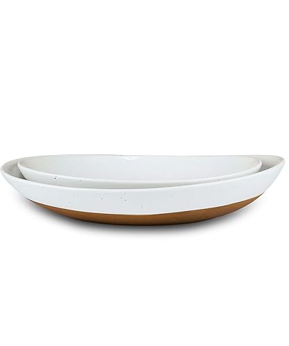 Mora Ceramic Large Serving Bowls- Set of 2 Oval Platters