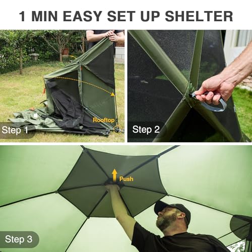 Image of EVER ADVANCED Pop up Screen House Tent for Camping 11.5 x 9.8 ft, Instant Screened Gazebo Canopy with Netting, Portable Shelter Enclosure for Outdoor, Backyard