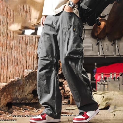 XYXIONGMAO Men's Loose Techwear Pleated Overalls Black Joggers Hip Hop Casual Sweatpants Streetwear Multi-Pocket Cargo Pants3