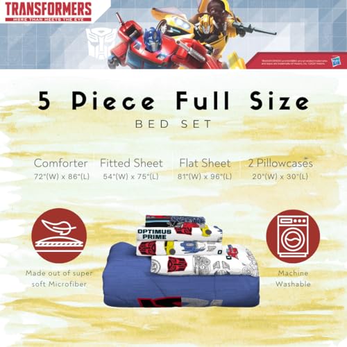 Image of Transformers Optimus Prime Kids Bedding Super Soft Microfiber Comforter and Sheet Set, 5 Piece Full Size, (Officially Licensed Product) by Franco