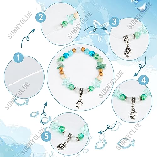 Cuentas de animales marinos y cristal para 6 pulseras de verano 7