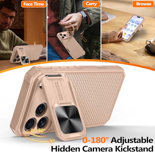 Image of Magnetic for iPhone 17 Pro Max Case [Slide Camera Cover] [Compatible with Magsafe] [Kickstand][Military Grade Protection] Shockproof Rugged Case for iPhone 17 Pro Max,Rose Gold