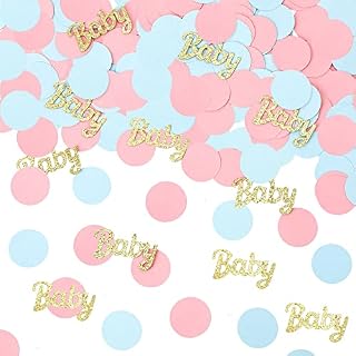 220 Pcs Glitter Baby Gender Reveal Table Confetti Pink Blue Round Confetti for Baby Shower Gender Reveal Party Decorations by Topfunyy