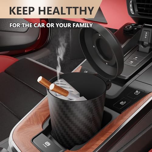 Image of Car Ashtray ,car ashtray with lid smell proof with Built-In Cigarette Recess Anti-Odor ashtray for car smell proof Fits Most Cars /Vent Cup Holders Home Office