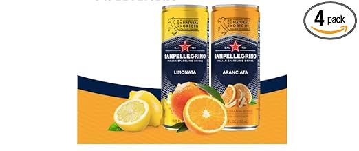 Sanpellegrino Italian Sparkling Drink Variety Pack, Limonata Aranciata, Lemon Orange Sparkling Beverages, 24 Pack of 11.15 Fl Oz Cans