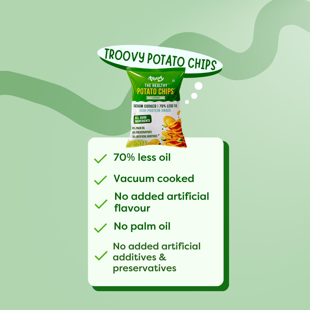 Troovy Healthy Potato Chips | Vacuum Cooked Snacks | 70% Less Oil | No Palm Oil, No Added Preservatives | Made with Real Ingredients (Lemon) 2