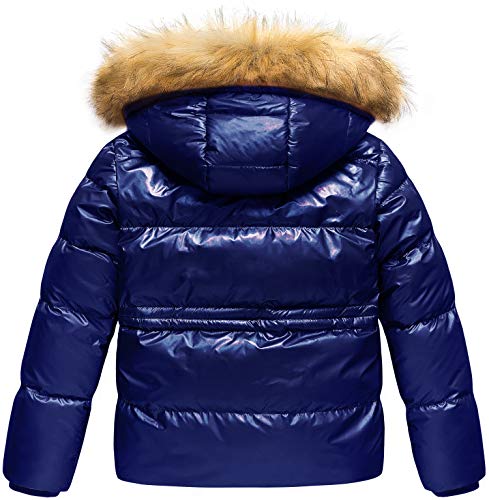Creatmo Us Girl's Water Resistant Puffer Jacket Soft Fleece Lined Padded Fur Hooded Winter Coat Navy 6-7 #TOP1