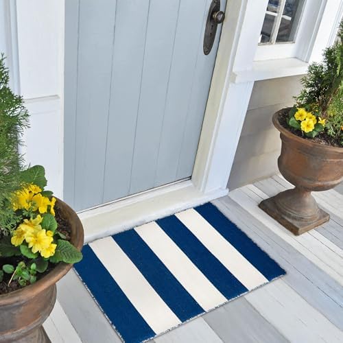 Liora Manne Sorrento Rugby Stripe Navy Reversible Lightweight Rug, 2' x 3'