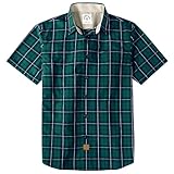 Dubinik® Camisas Manga Corta Hombre Algodón A Cuadros Camisas para Hombre Manga Corta Casual con Bolsillos Verde-Azul 2XL