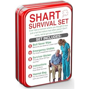 Shart Survival Set – Funny Gag Gift 2024 Boyfriend Gifts Includes Disposable Underwear, Hazmat Bag, Wet Wipe and More! Unique Stocking Suffers for Men Birthday Husband Teens Potty Humor Prank Him Fart