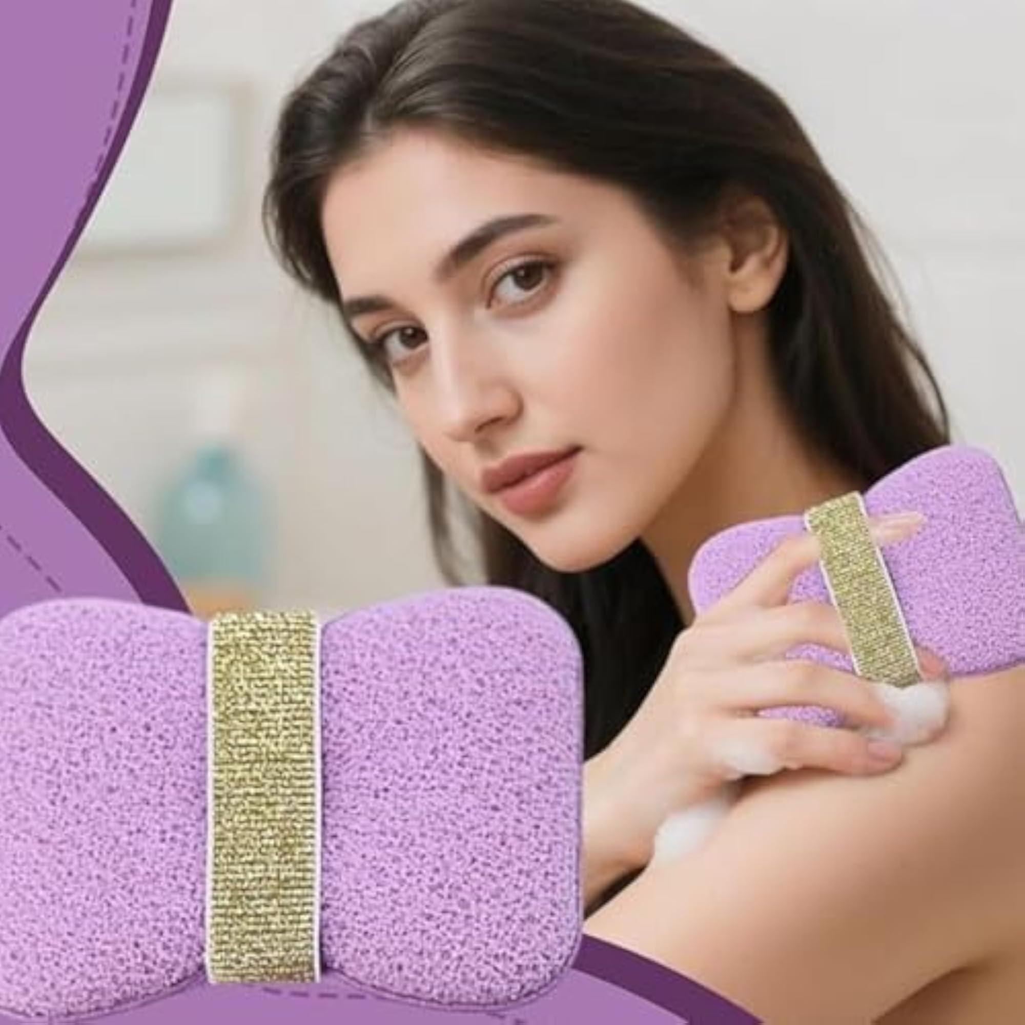 Soap-Infused Double-Sided Bath Sponge with Hand Strap