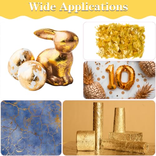 image for FLOWOOM Gold Leaf Sheets for Art, 3 Colors 150 Sheet Gold Foil Sheets 