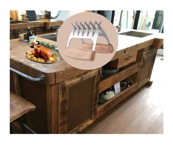 Artigli per Carne in Acciaio Inox, Set 2 Pezzi – 6 Denti Resistenti – Ideali per Pulled Pork, Barbecue e Girarrosto – Accessorio BBQ Robusto e Facile da Usare