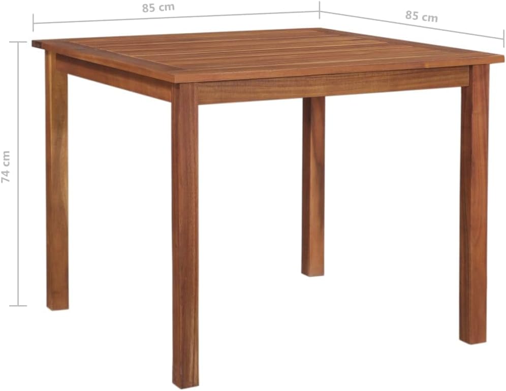 vidaXL Patio Dining Table - 33.5"x33.5"x29.1" - Square Shape - ic Brown - Solid Acacia Wood - Outdoor Garden Terrace Furniture
