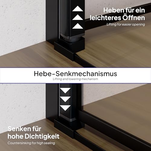 Duschtür STELLA 88x180 cm Nischentür Verstellbereich von 88-91 cm, Höhe: 180 cm, Dusche aus 6 mm Klarglas ESG Sicherheitsglas mit Nano und schwarze Aluminiumprofile - Alle Größen BC